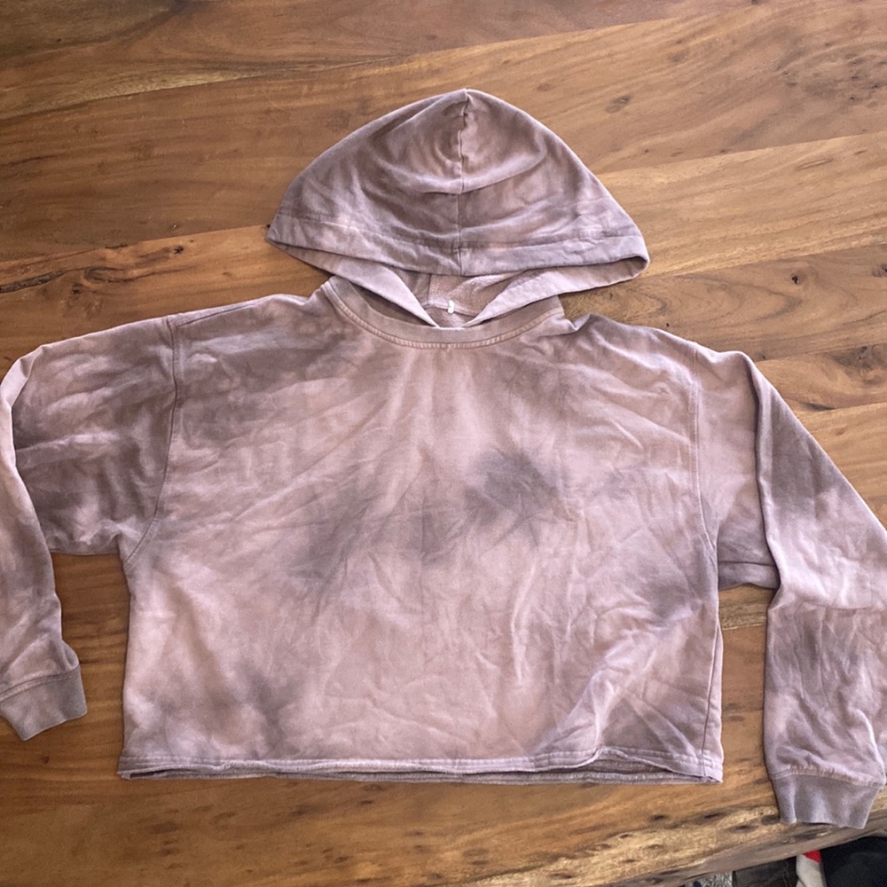 Purple tie dye cropped hoodie